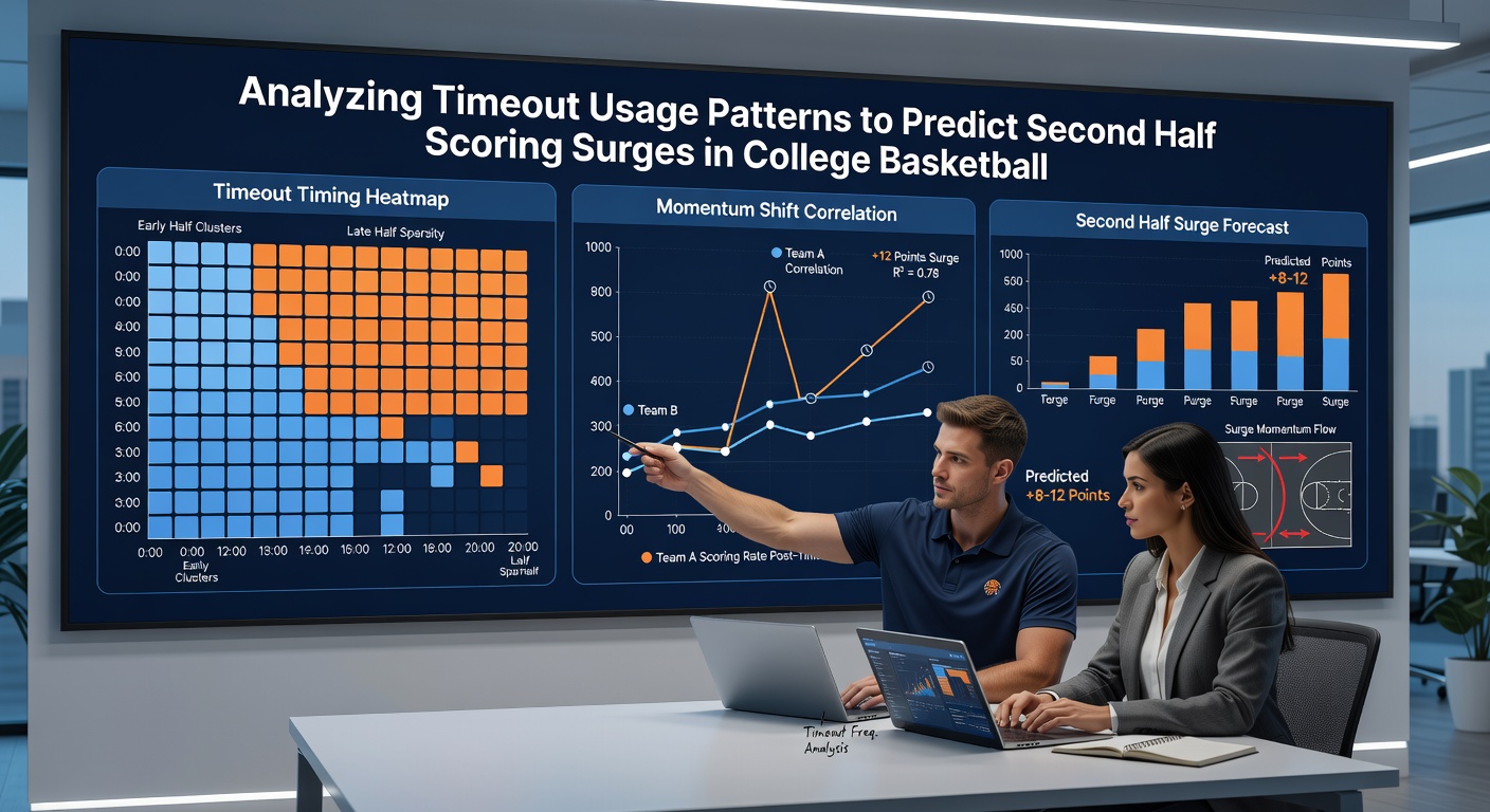 Graph illustrating first-half timeout clusters linked to post-halftime scoring increases