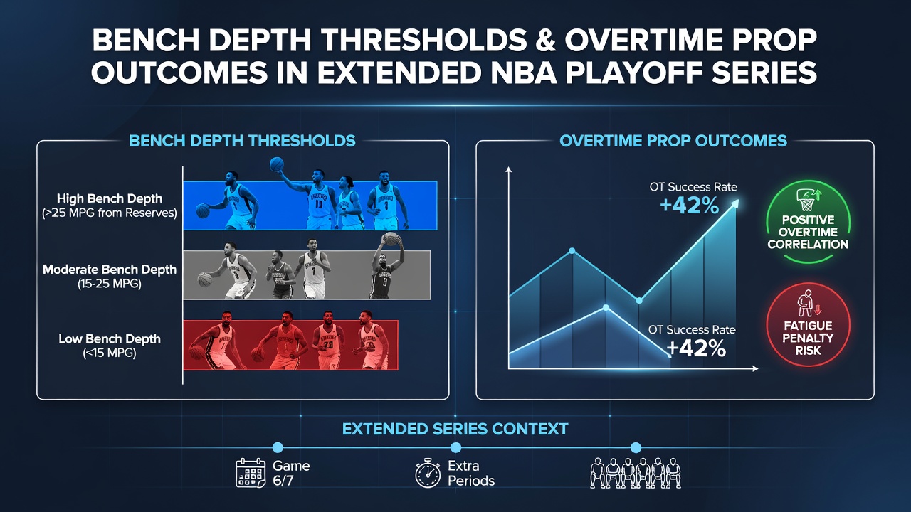 NBA players on bench during extended playoff game showing rotation depth