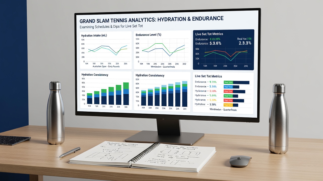 Graph showing player endurance metrics and set duration trends during Grand Slam events