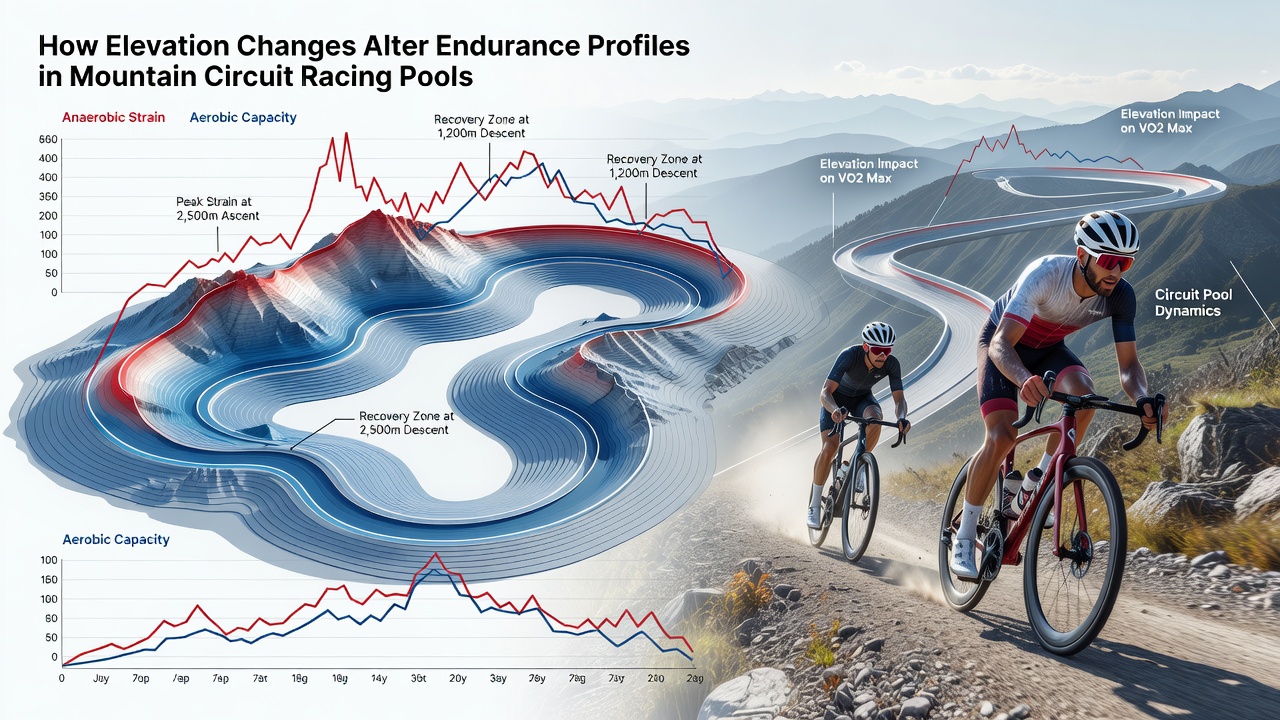 Racing team analyzing telemetry data showing endurance metrics at altitude
