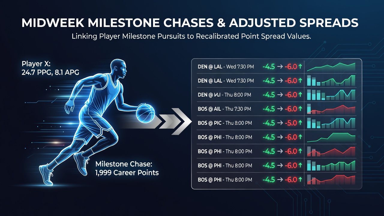 NBA players chasing milestones during midweek games with adjusted spreads