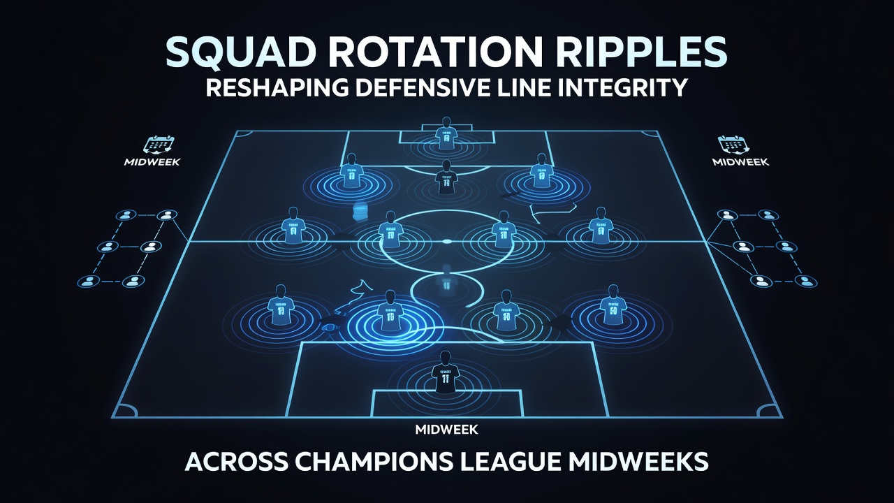 Soccer defenders discussing positioning during a Champions League training session